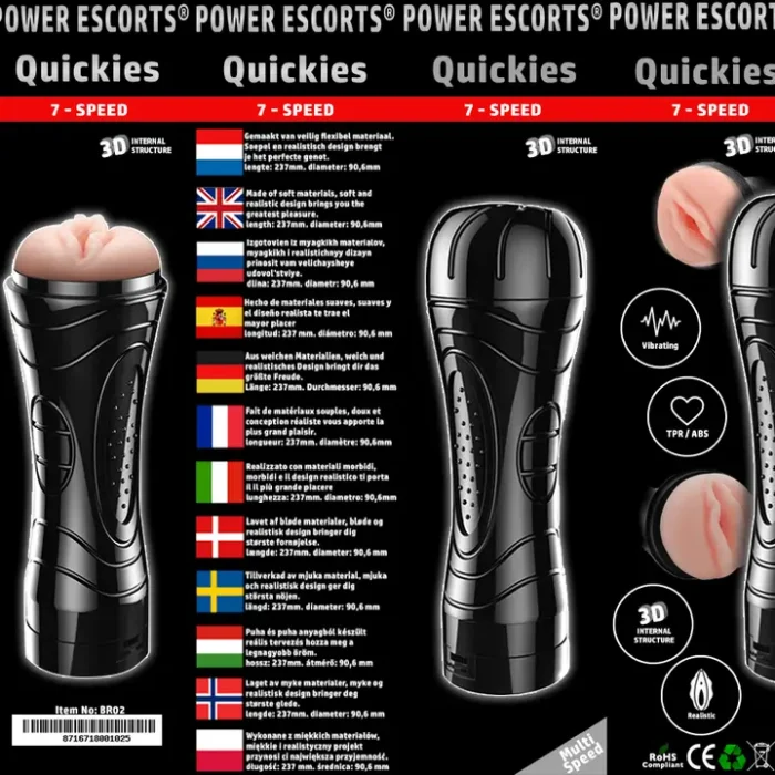 Power Escorts Quickies Masturbateur Vibrant Grand - BR02 - Coffret Cadeau – Image 2
