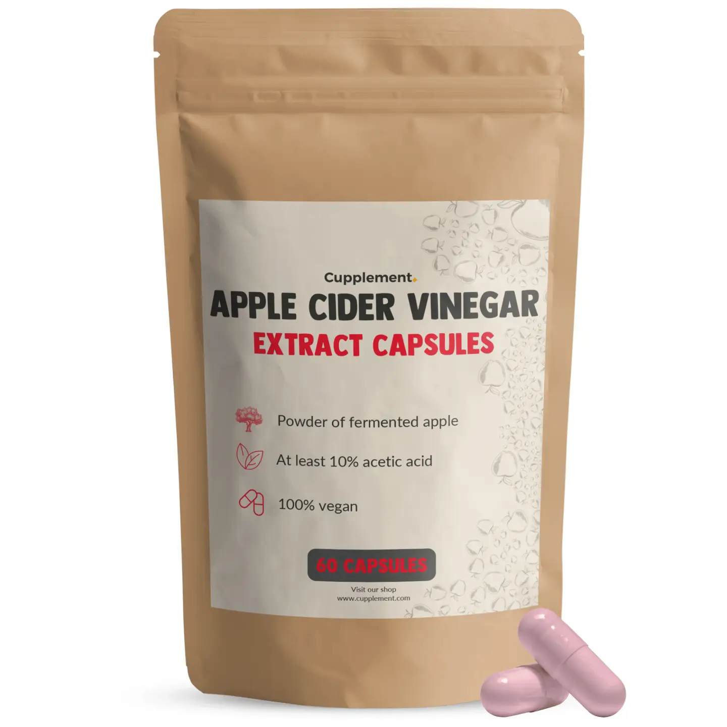 Gélules de vinaigre de cidre de pomme 60 Gélules de vinaigre de cidre de pomme 60 pièces - 500 mg par gélule – Image 1